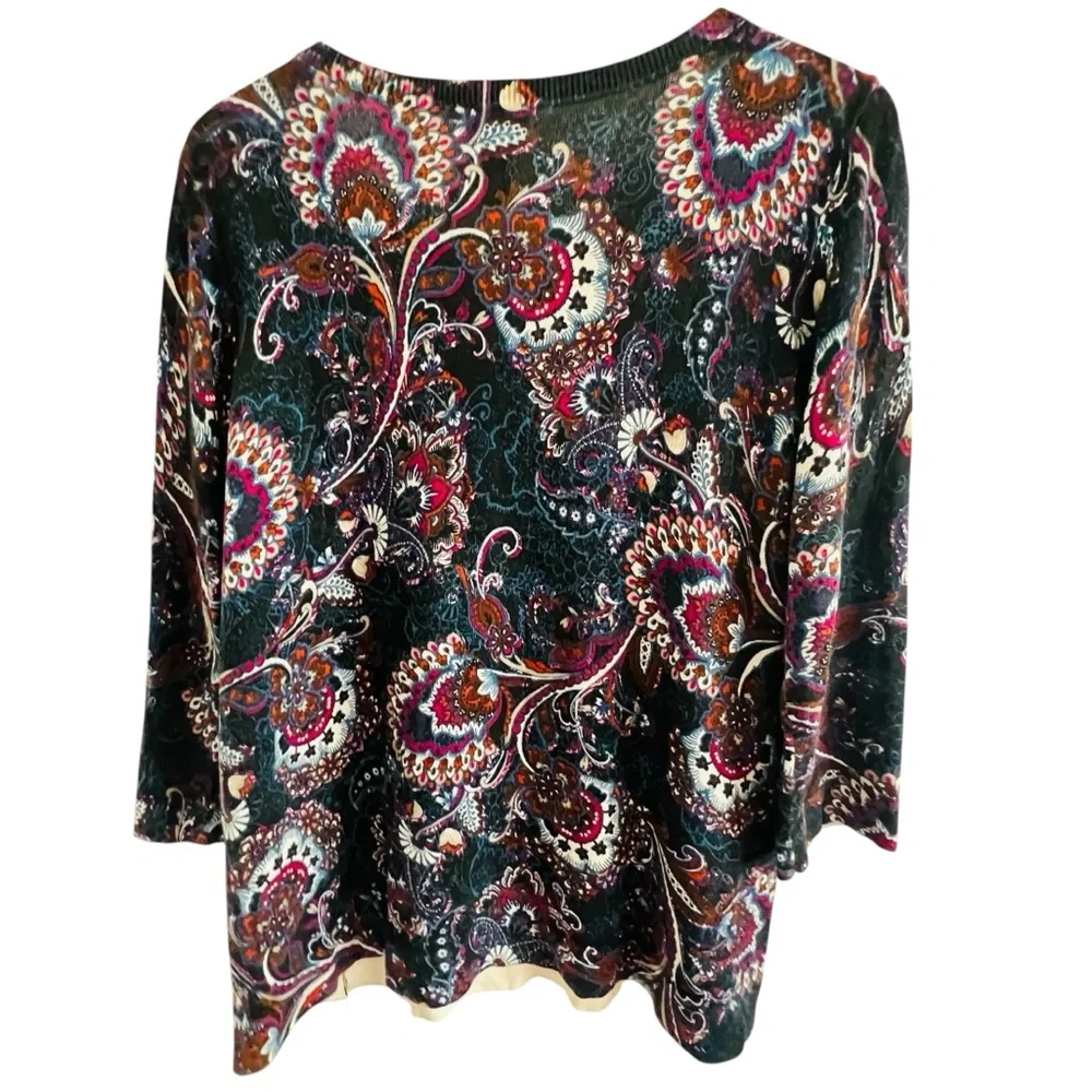 Chico's Vibrant Paisley Long Sleeve Top - Picture 2 of 4
